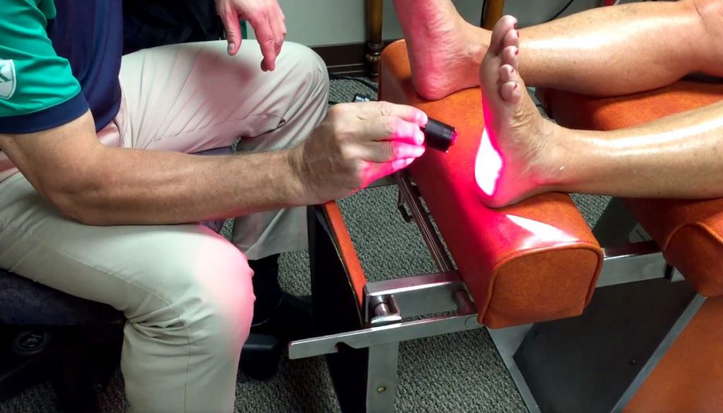 Dr. Klinginsmith Demonstrating Chiropractic Treatment for Plantar Fasciitis